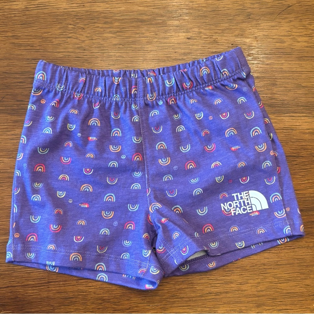 NWOT The North Face Purple Shorts with Rainbow Print Infant Size 6-12 months